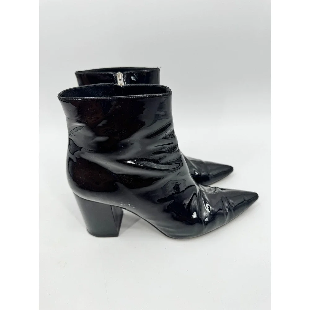 Anine Bing Ankle Boots Women Size 10 Black Pointed Toe Block Heel